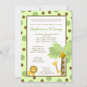 Invitación a Baby Shower de animales de safari en 