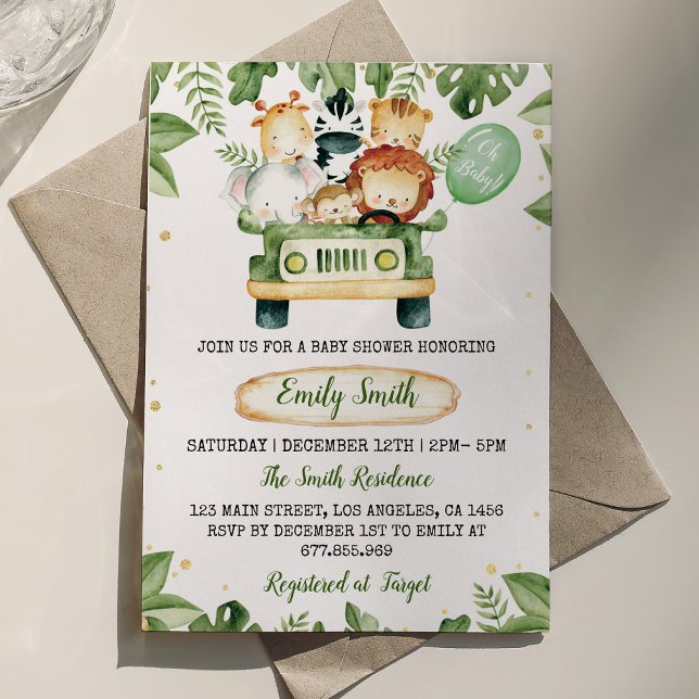 Invitación a Baby Shower de animales Fiestas Safar (Subido por el creador)