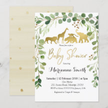 Invitación a Baby Shower de animales salvajes