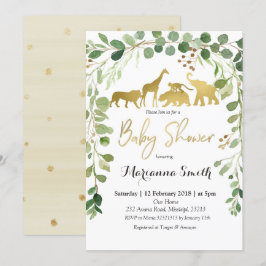 Invitación a Baby Shower de animales salvajes