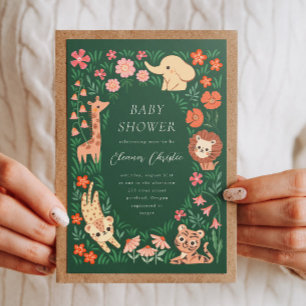 Invitación a Baby Shower de animales salvajes de l