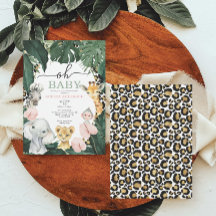 Invitación a Baby Shower de animales salvajes de l