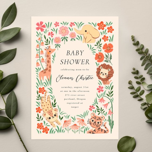 Invitación a Baby Shower de animales salvajes de l (Subido por el creador)