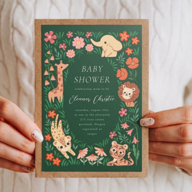 Invitación a Baby Shower de animales salvajes de l (Subido por el creador)