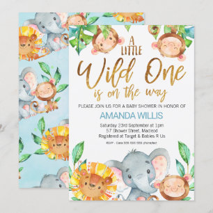 Invitación a Baby Shower de animales salvajes de u