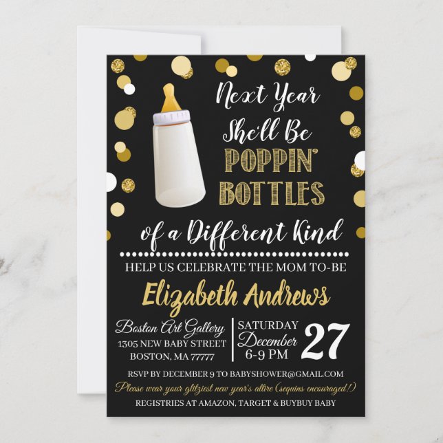 Invitación a Baby Shower de Año Nuevo (Anverso)