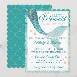 Invitación a Baby Shower de Aqua Ocean Mermaid Tai