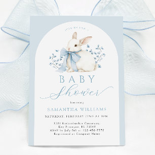 Invitación a Baby Shower de Arch Bunny Blue Floral