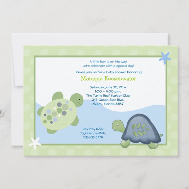 Invitación a Baby Shower de arrecife de tortuga -  (Anverso)