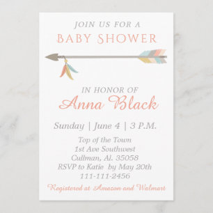 Invitación a Baby Shower de Arrow and Feather