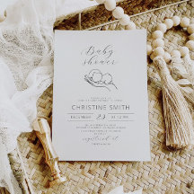 Invitación a Baby Shower de arte de línea minimali