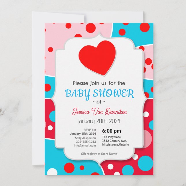 Invitación a Baby Shower de arte pop de presupuest (Anverso)