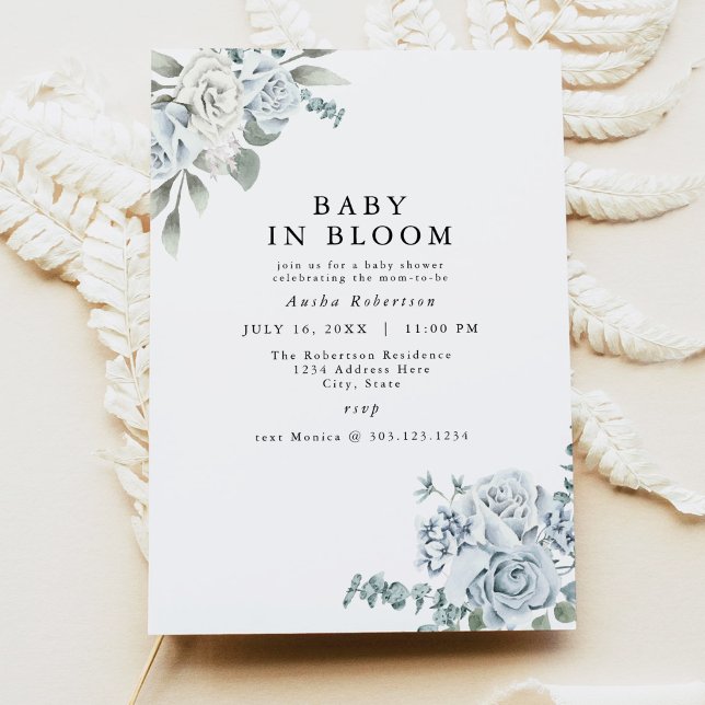 Invitación a Baby Shower de AUSHA Dusty Blue Boy (Subido por el creador)