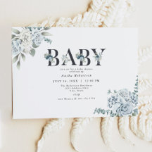 Invitación a Baby Shower de AUSHA Dusty Blue Boy