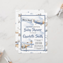 Invitación a Baby Shower de avión