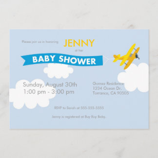 Invitación a Baby Shower de avión
