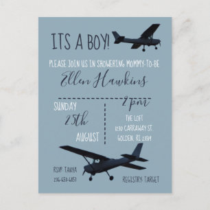 Invitación a Baby Shower de avión