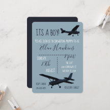 Invitación a Baby Shower de avión