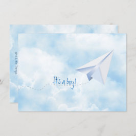 Invitación a Baby Shower de avión de papel
