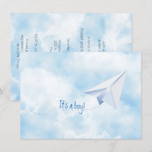 Invitación a Baby Shower de avión de papel