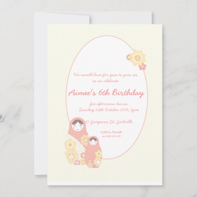 Invitación a Baby Shower de Babushka (Anverso)