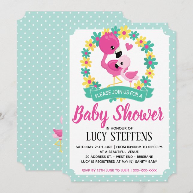 Invitación a Baby Shower de Baby and Mommy Flaming (Anverso / Reverso)