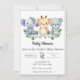 Invitación a Baby Shower de Baby Animal