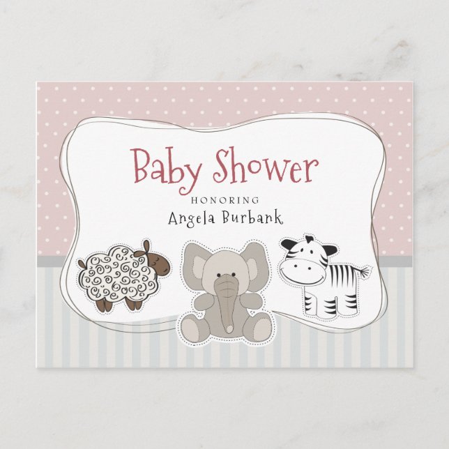 Invitación a Baby Shower de Baby Animals (Anverso)