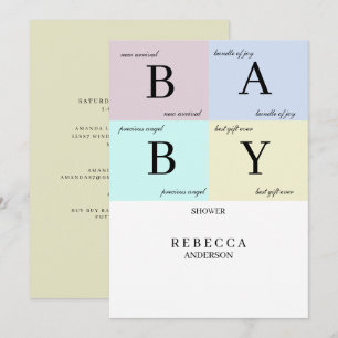 Invitación a Baby Shower de Baby Blocks Pastel