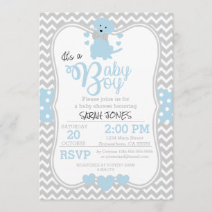 Invitación a Baby Shower de Baby Blue Puppy