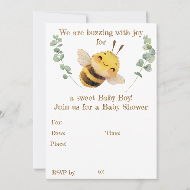 Invitación a Baby Shower de Baby Boy (Anverso)