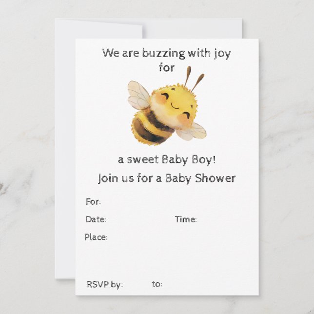 Invitación a Baby Shower de Baby Boy (Anverso)