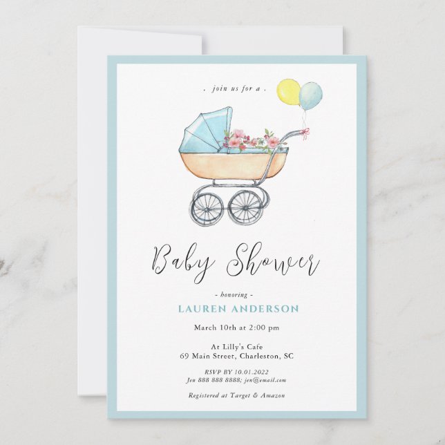 Invitación a Baby Shower de Baby Boy (Anverso)