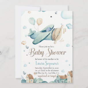Invitación a Baby Shower de Baby Boy Airplane - Vi