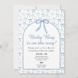 Invitación a Baby Shower de Baby Boy Blue Ribbon B