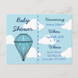 Invitación a Baby Shower de Baby Boy Hot Air Ballo