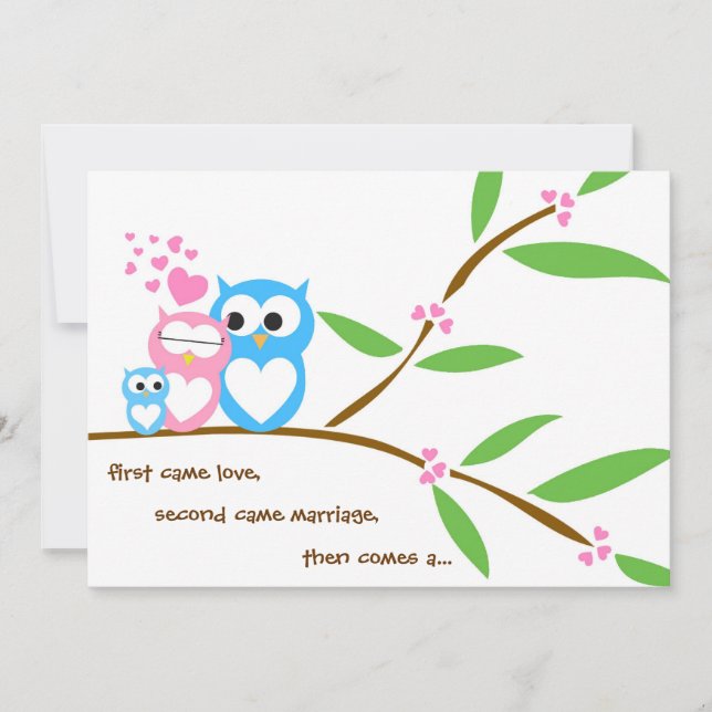 Invitación a Baby Shower de Baby Boy Owl (Anverso)
