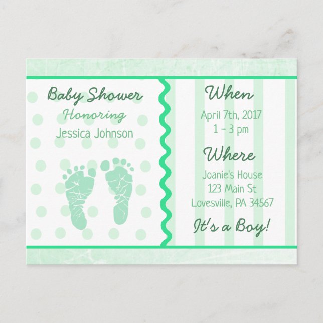 Invitación a Baby Shower de Baby Boy Sage Green (Anverso)