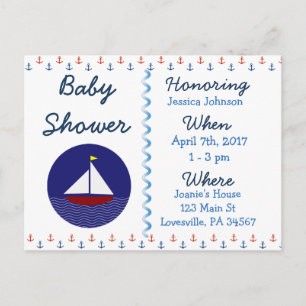 Invitación a Baby Shower de Baby Boy Sailboat Blue