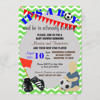 Invitación a Baby Shower de Baby Boy Soccer
