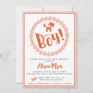 Invitación a Baby Shower de Baby Boy Woodland Fox