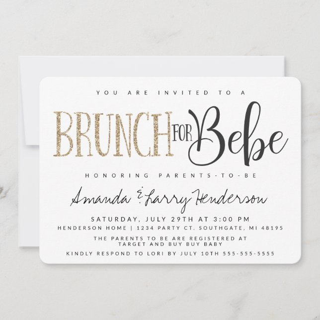 Invitación a Baby Shower de Baby Brunch (Anverso)