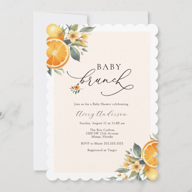 Invitación a Baby Shower de Baby Brunch (Anverso)