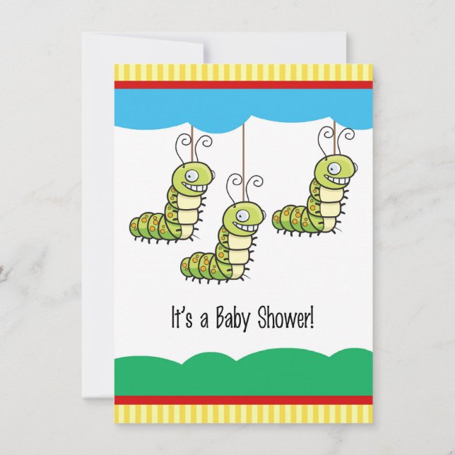 Invitación a Baby Shower de Baby Caterpillar (Reverso)