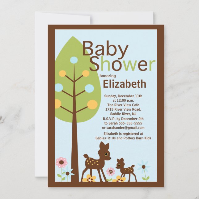 Invitación a Baby Shower de Baby Deer Boy (Anverso)