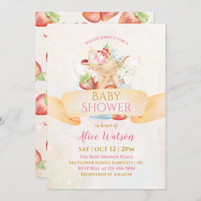 Invitación a Baby Shower de Baby Fairy Delicate Gi (Anverso / Reverso)