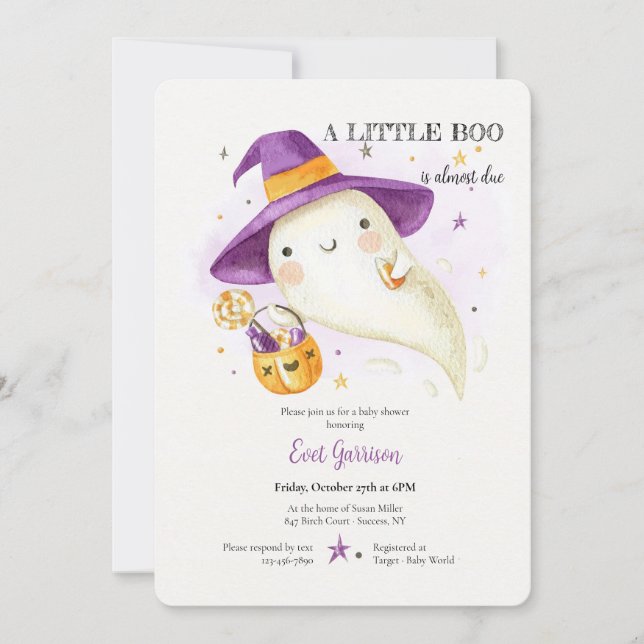 Invitación a Baby Shower de Baby Ghost (Anverso)