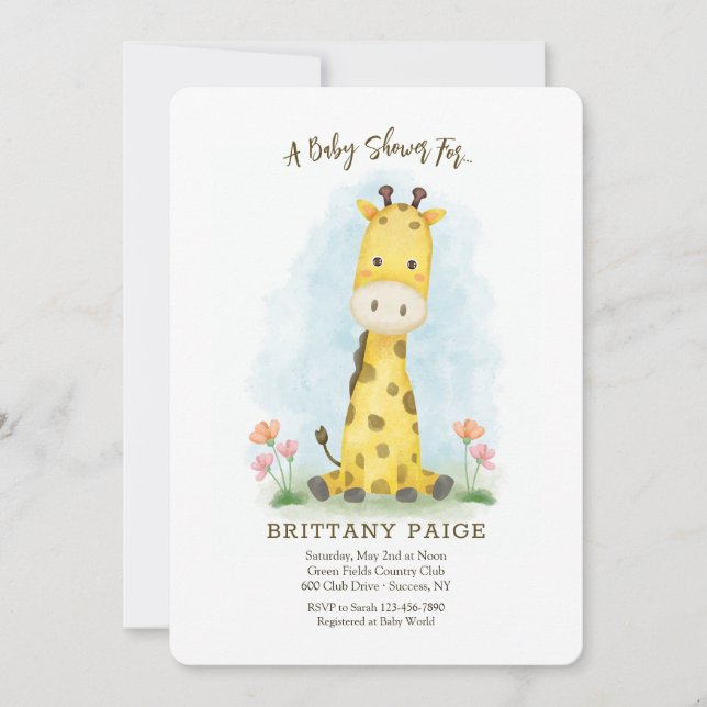Invitación a Baby Shower de Baby Giraffe