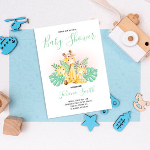 Invitación a Baby Shower de Baby Giraffe Safari