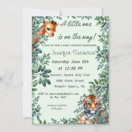 Invitación a Baby Shower de Baby Giraffe y Tiger